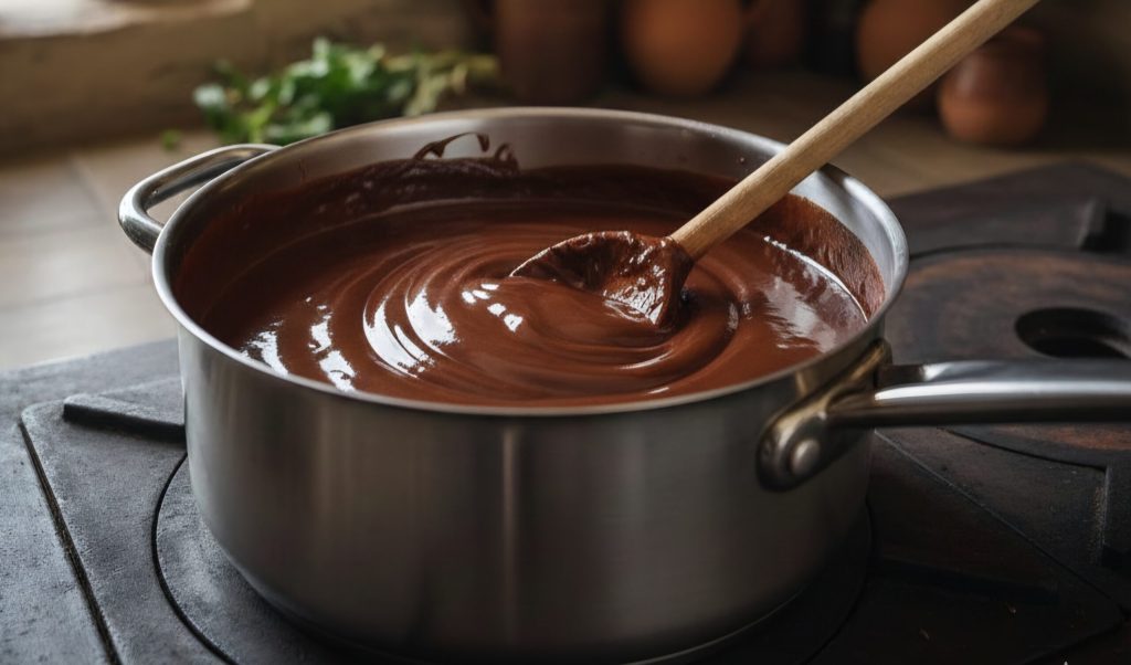 le Gâteau au cacao et fraises avec ganache au chocolat