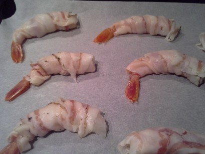 plaque avec crevettes au lard