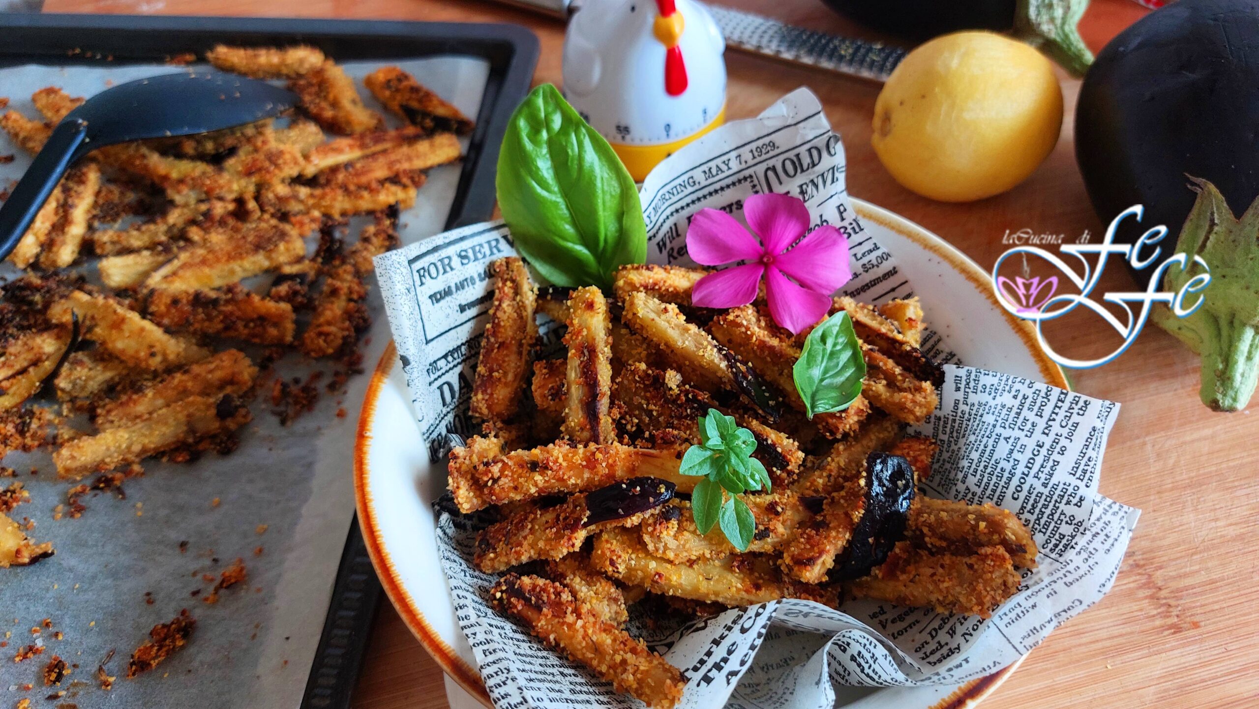 BÂTONNETS D&rsquo;AUBERGINES PANÉS AU CITRON ET FROMAGES