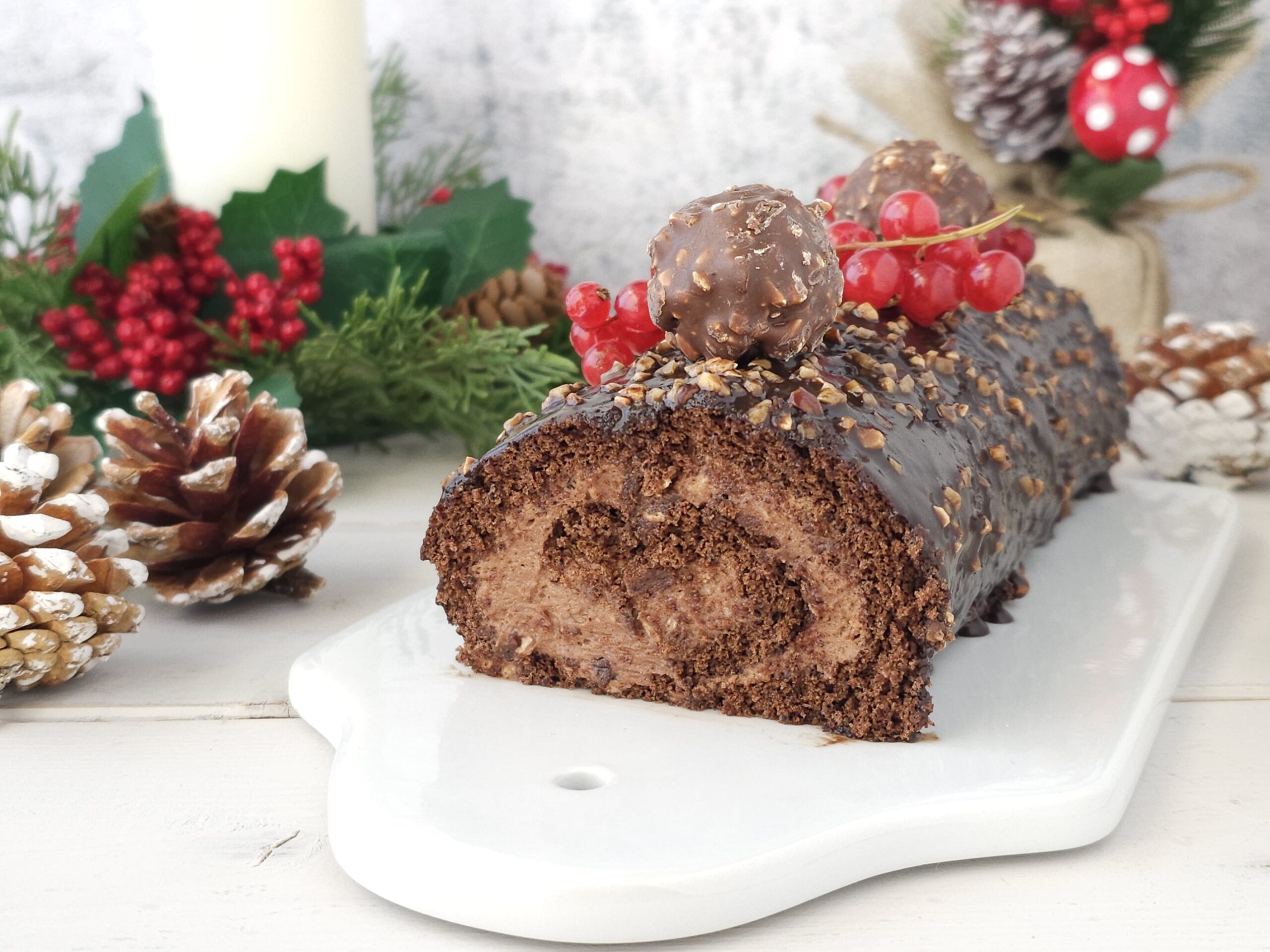 Bûche de Noël avec crème rocher