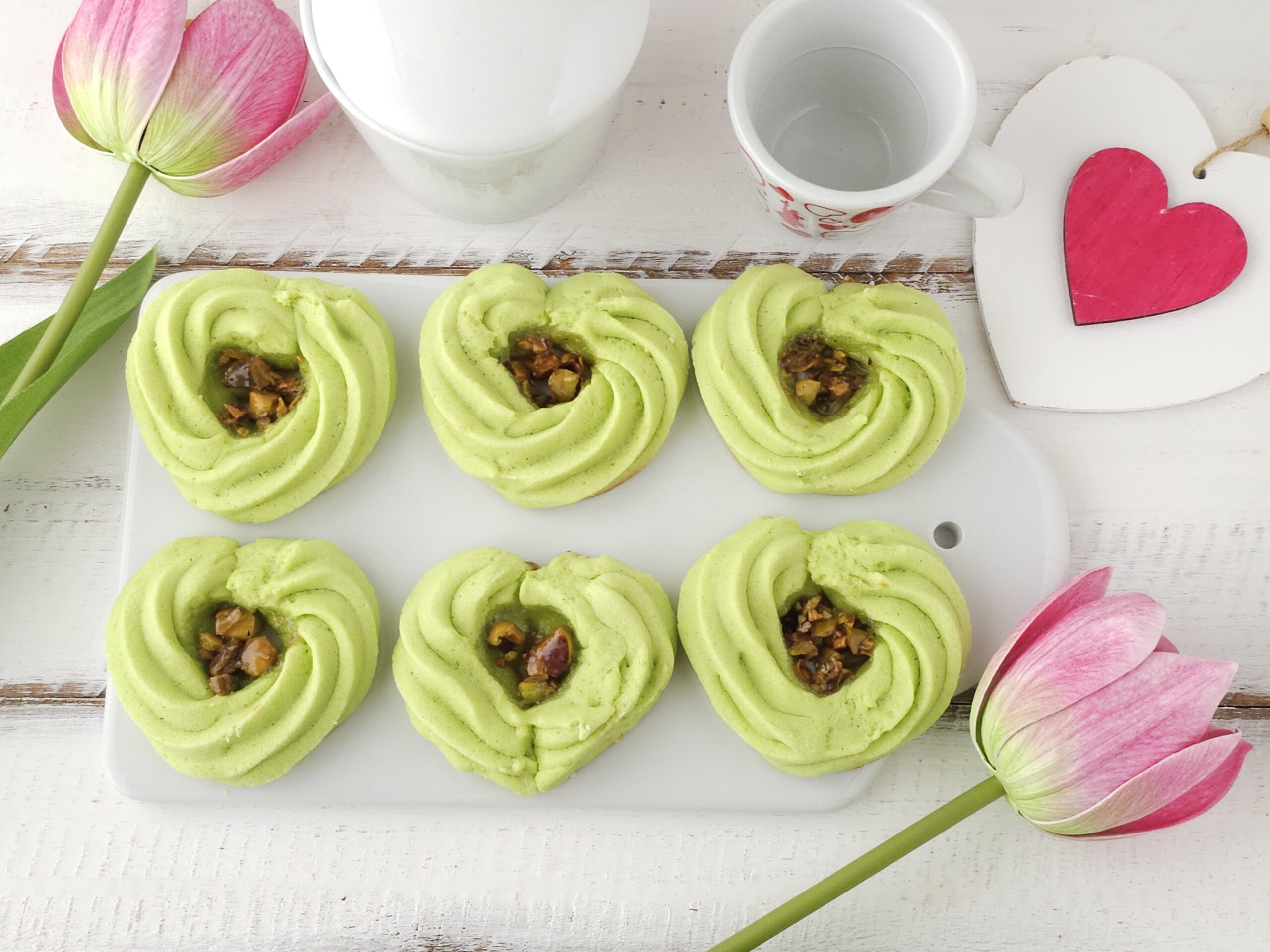 Biscuits cœur au pistache