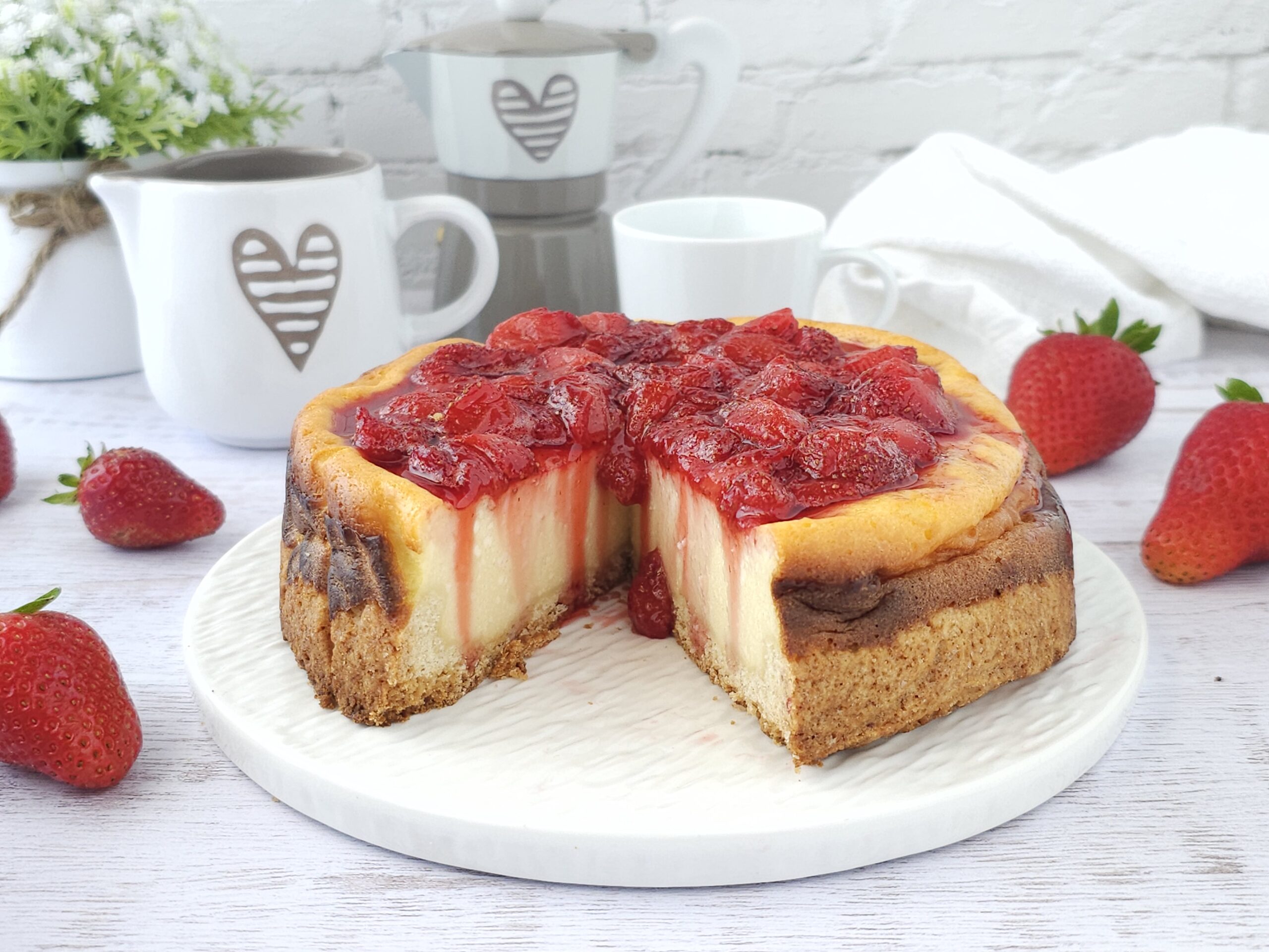 Cheesecake cuite à la ricotta et aux fraises