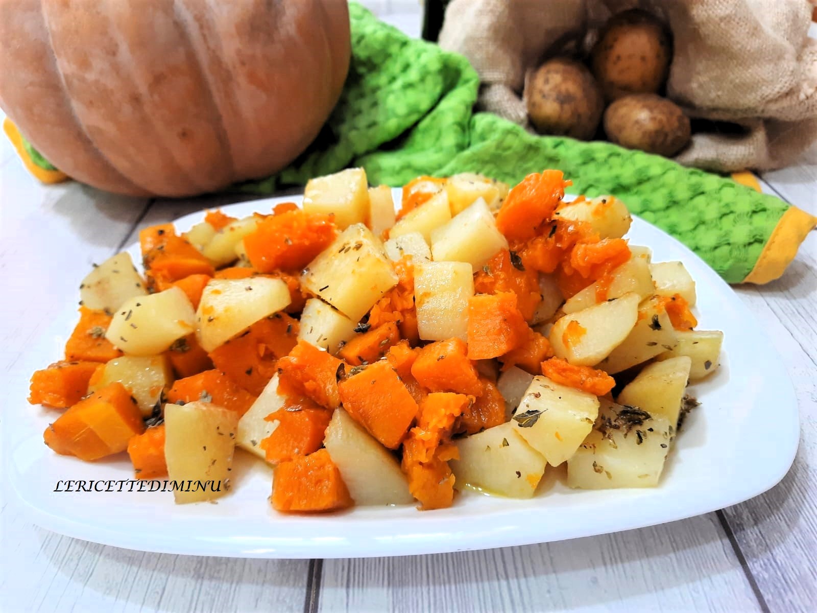 Citrouille et pommes de terre au four