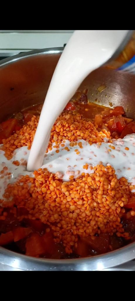 Ajoutons lentilles et lait de coco