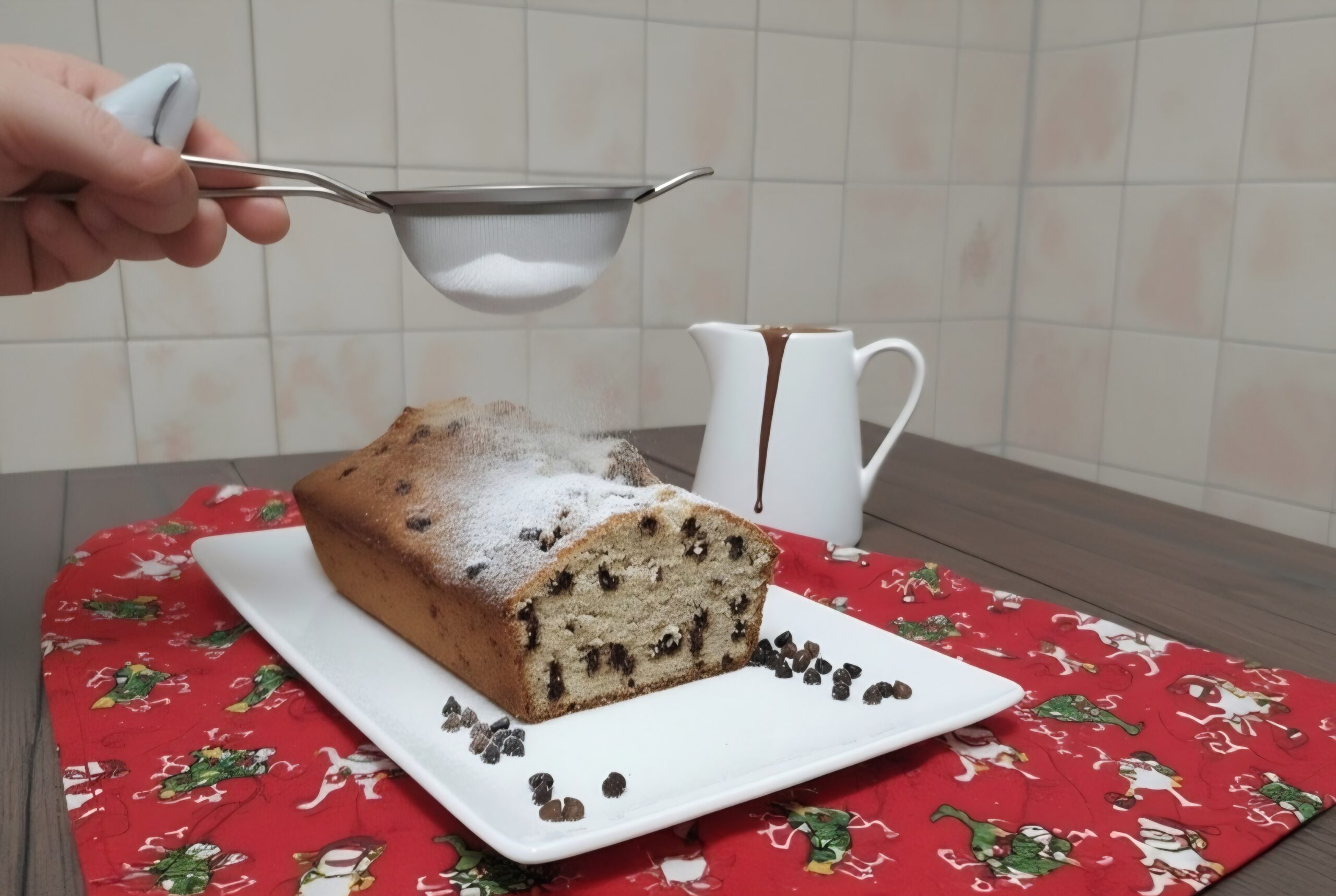 Le cake à la ricotta avec des pépites de chocolat