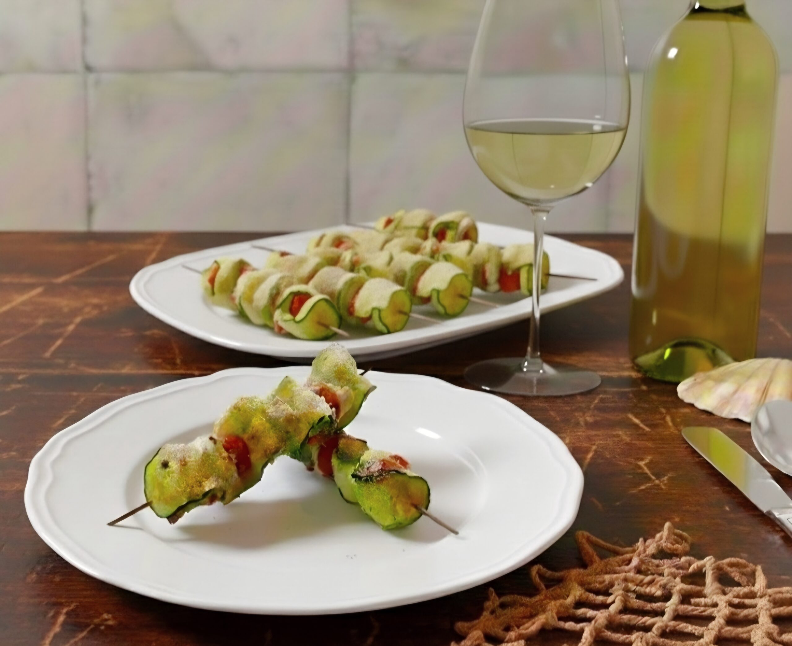 Brochettes d&rsquo;espadon, courgettes et tomates cerises