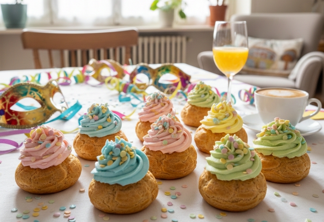 Les choux de Carnaval avec confettis de sucre