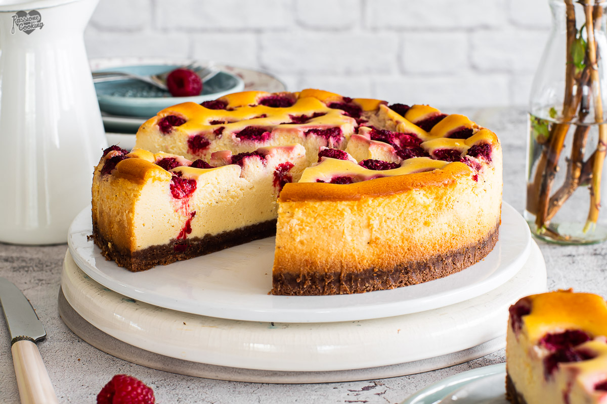 Cheesecake au chocolat blanc et framboises