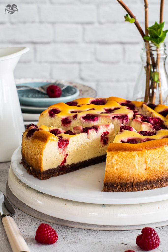 Cheesecake au chocolat blanc et framboises