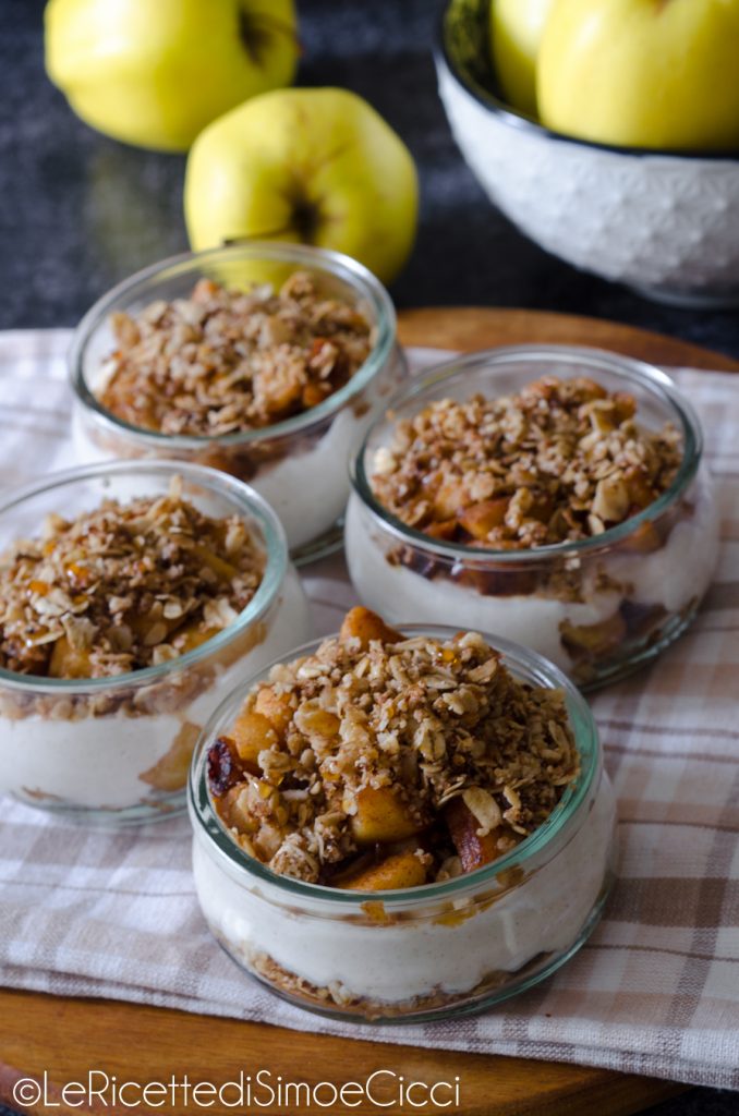 Cheesecake en verrine avec crumble de pommes
