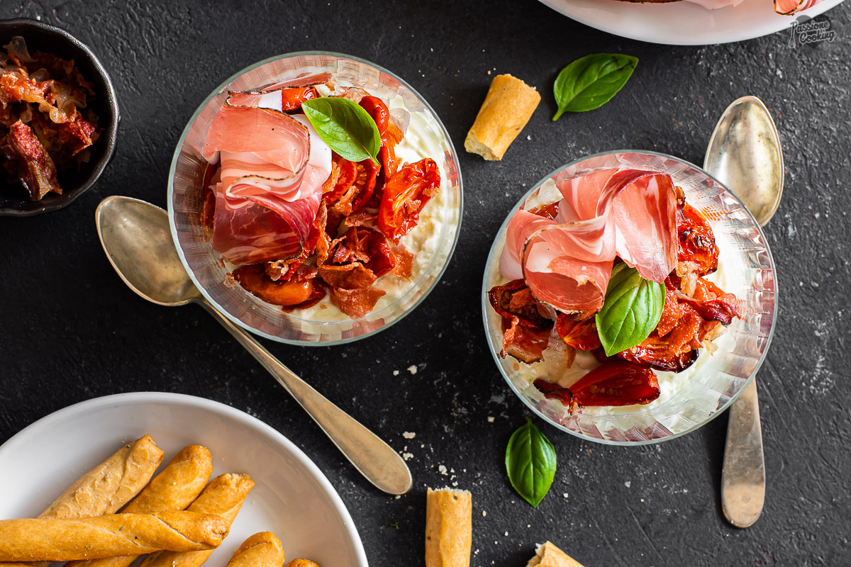 Crème de bufflonne au basilic avec Speck Alto Adige IGP