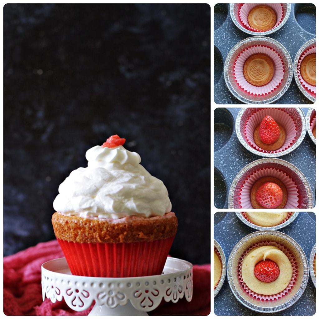 Cupcakes aux fraises avec biscuits