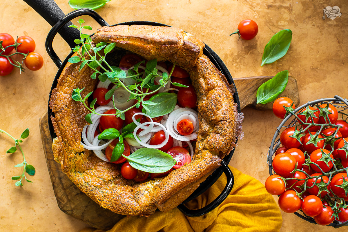 Dutch baby avec tomates cerises et origan
