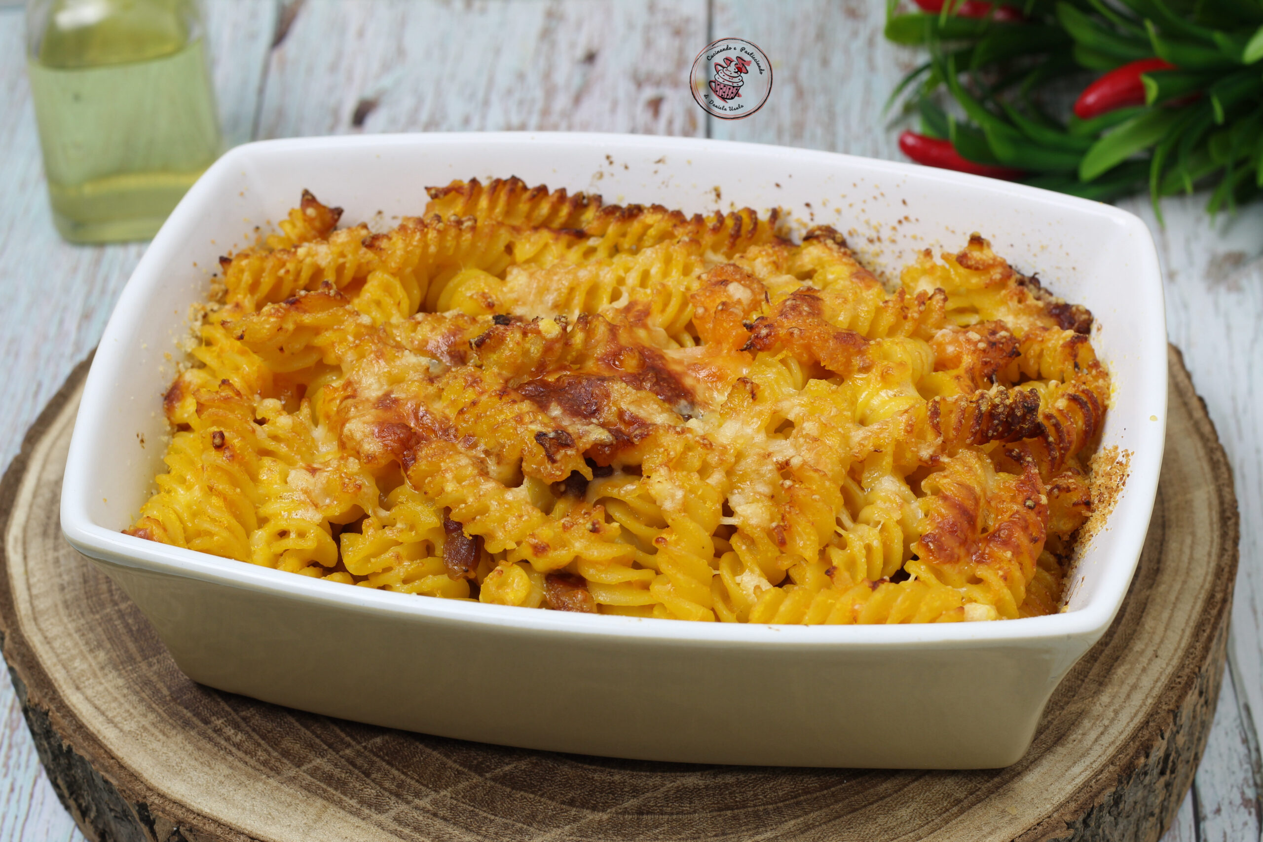 PÂTES AU FOUR POTIRON ET LARD EN FRITEUSE À AIR – recette crémeuse et savoureuse parfaite pour l&rsquo;automne