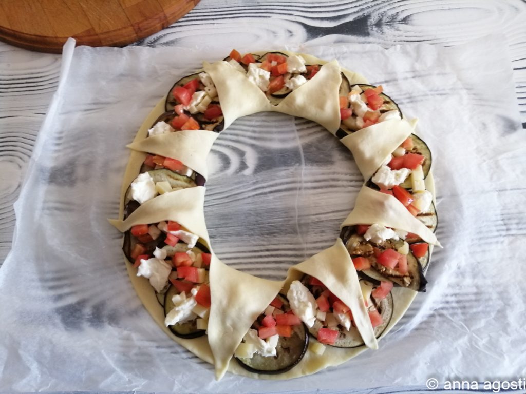 feuilleté farci au fromage et aux aubergines