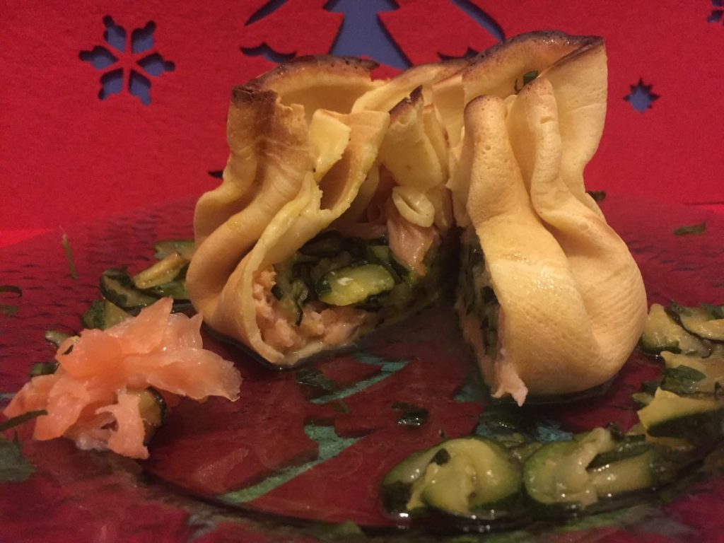 aumônières crêpes saumon courgettes