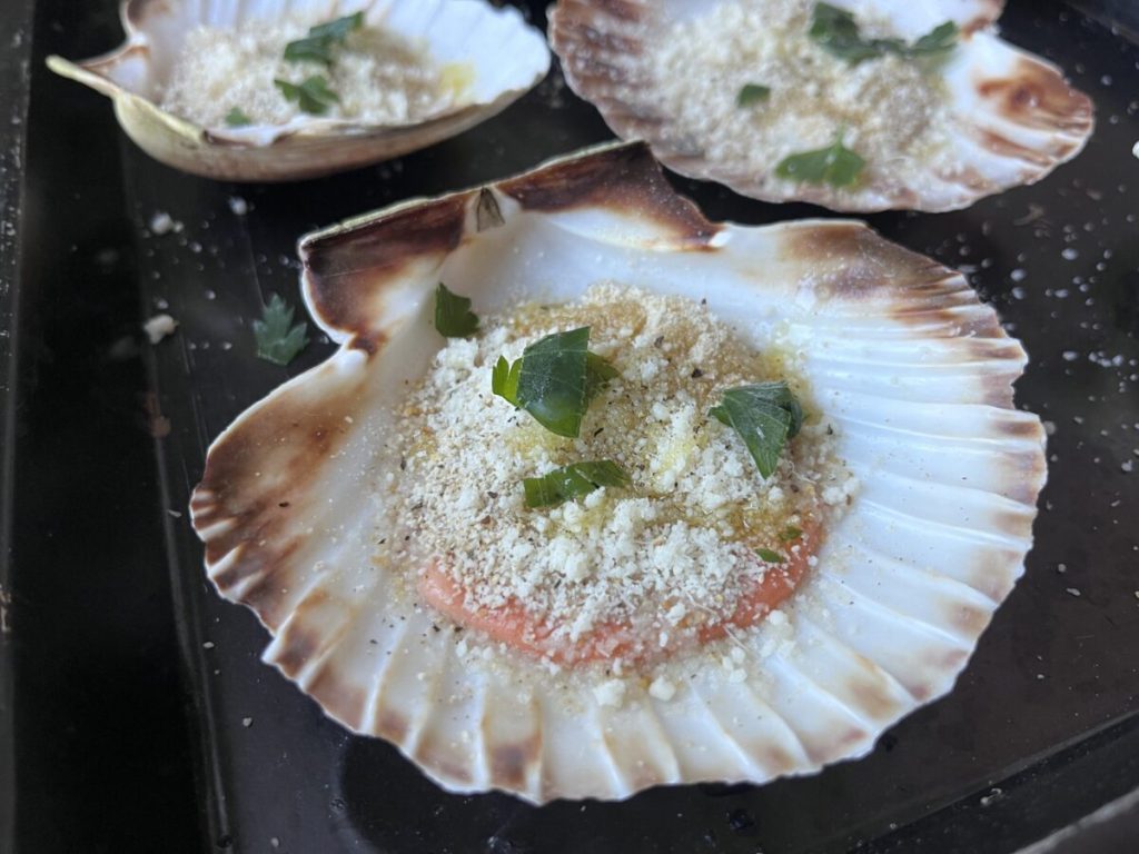 coquilles Saint-Jacques gratinées au four