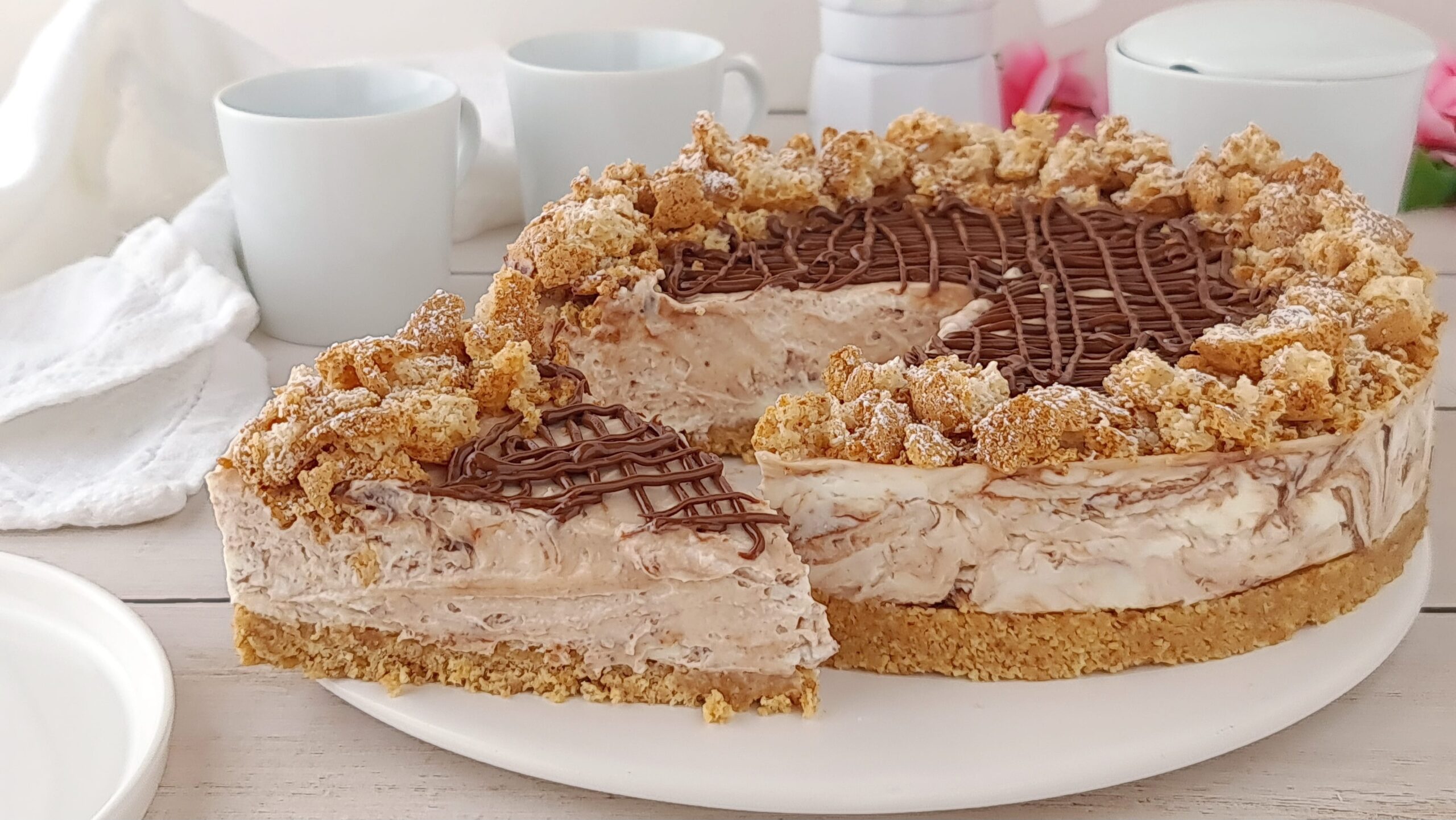 Cheesecake à l&rsquo;amaretto marbrée à la nutella