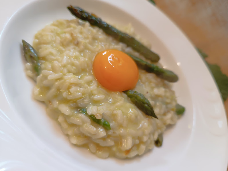 Risotto carbonara aux asperges