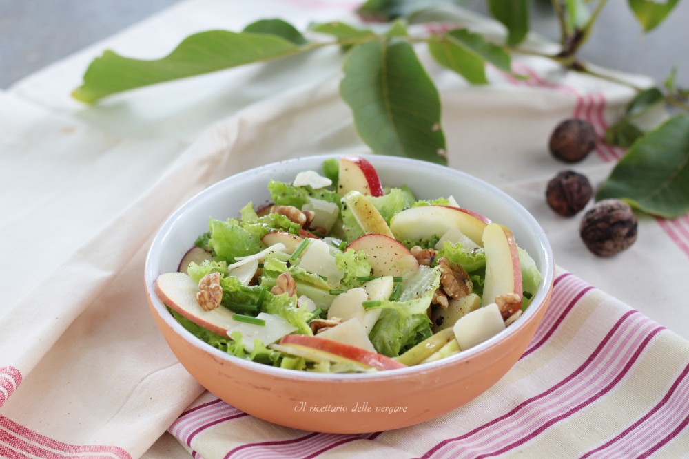Salade aux pommes, noix et fromage