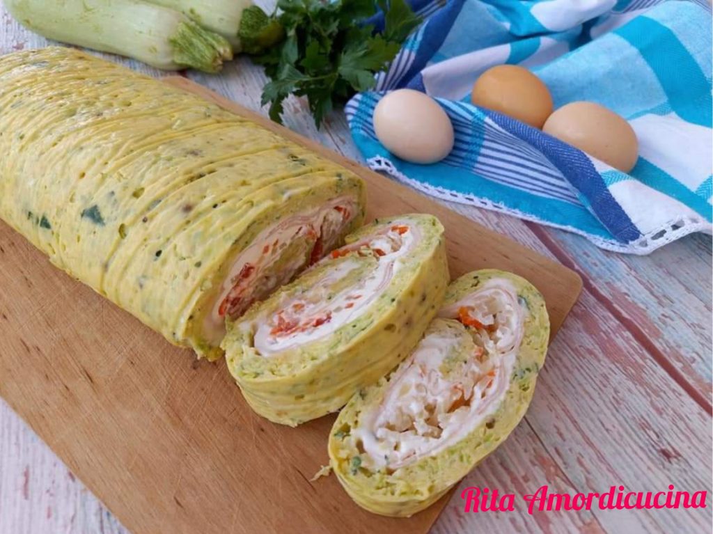 Roulé d'omelette aux courgettes légères