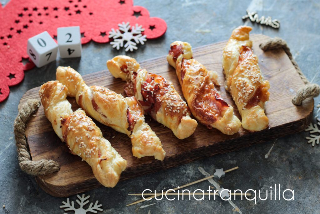 Torsades salées avec scamorza et jambon cuit entrée de Noël