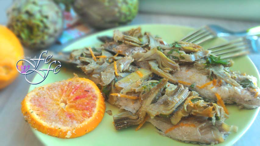 FILETS DE MAQUEREAU AU FOUR AVEC ORANGES ET ARTICHAUTS