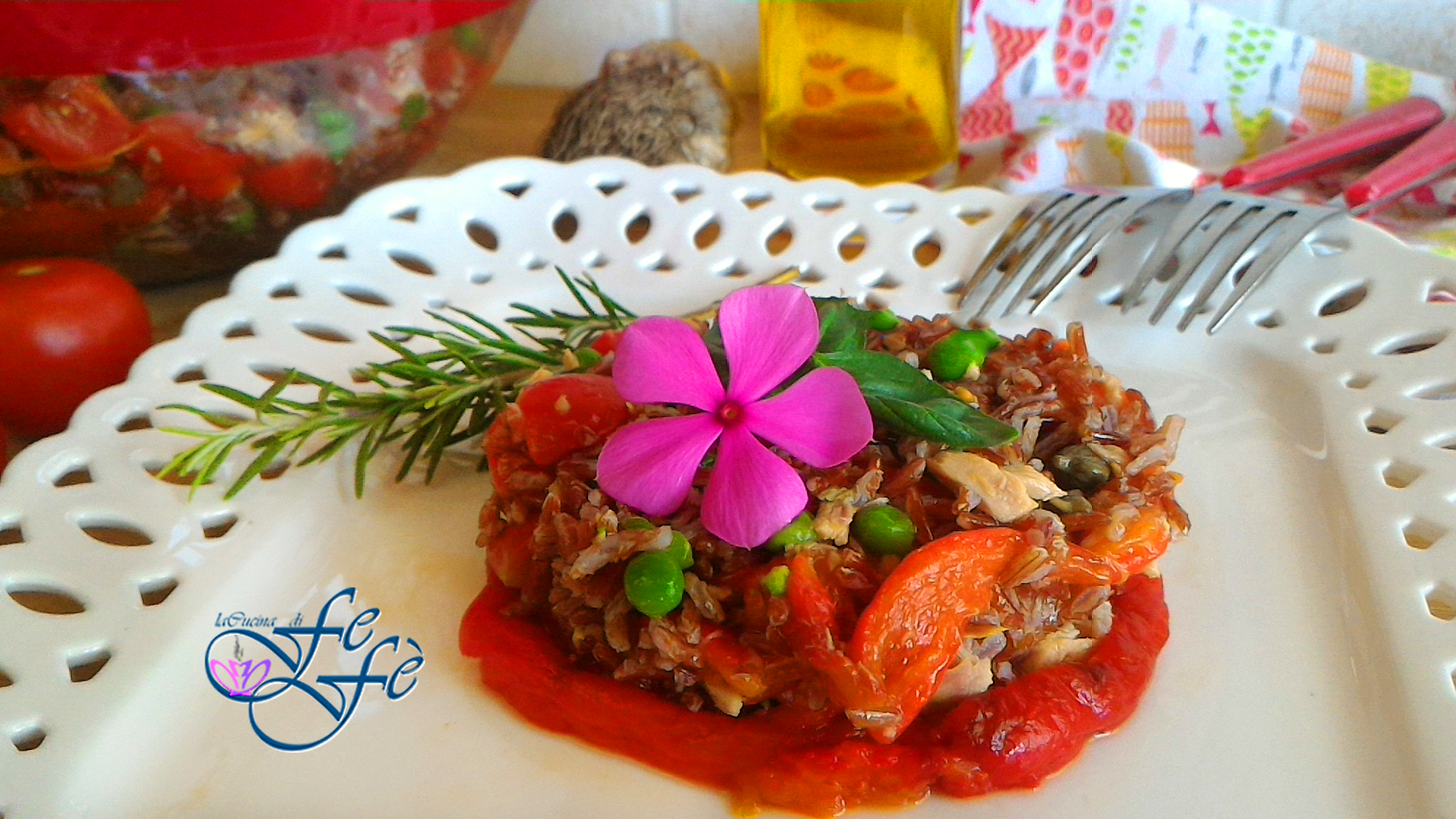 SALADE DE RIZ ROUGE AVEC THON ET MARINADE DE POIVRONS