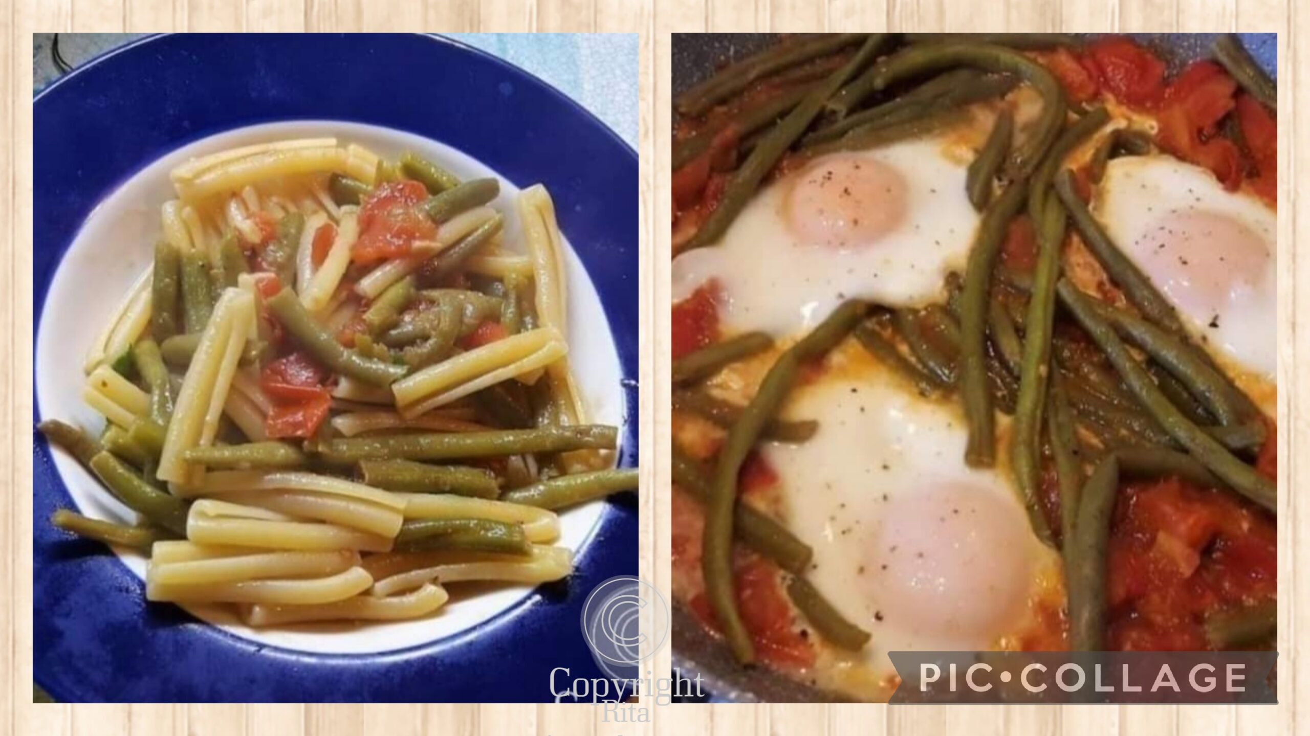 Haricots verts à la sauce avec caserecce et œufs