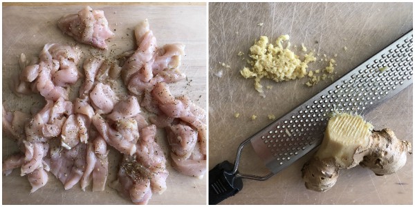 Poulet au gingembre et curcuma - procédé 1