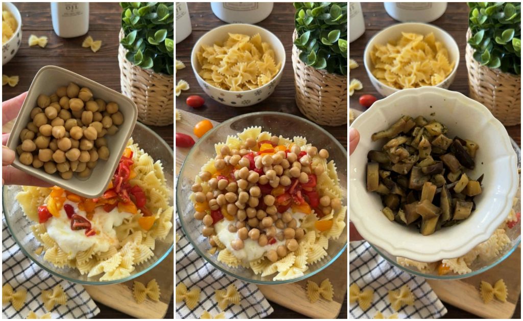 Salade de pâtes avec aubergines