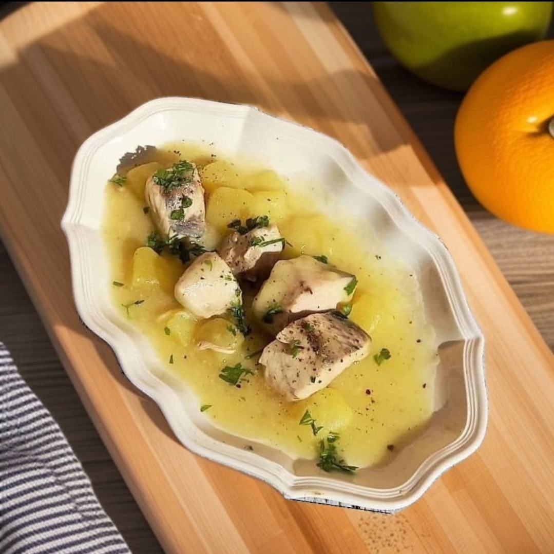 Morceaux de bonite avec pommes de terre en ragoût