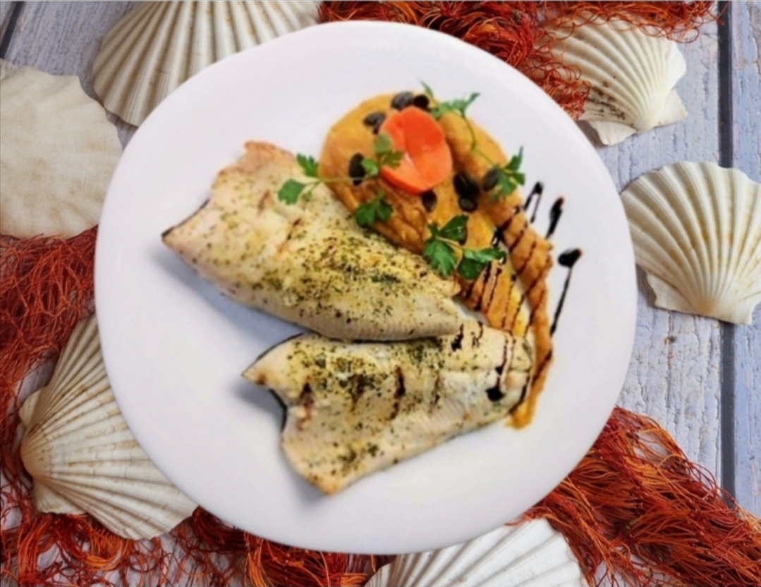 Poisson avec crème de potiron aigre-douce