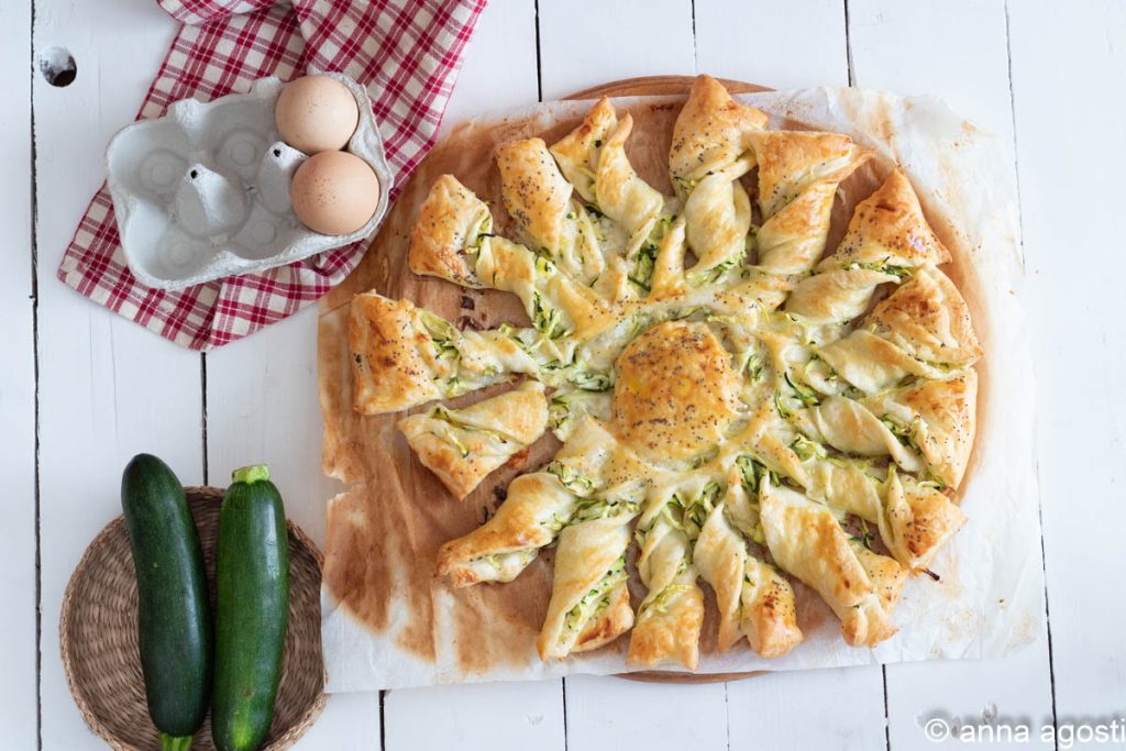 Tournesol de courgettes et pâte feuilletée