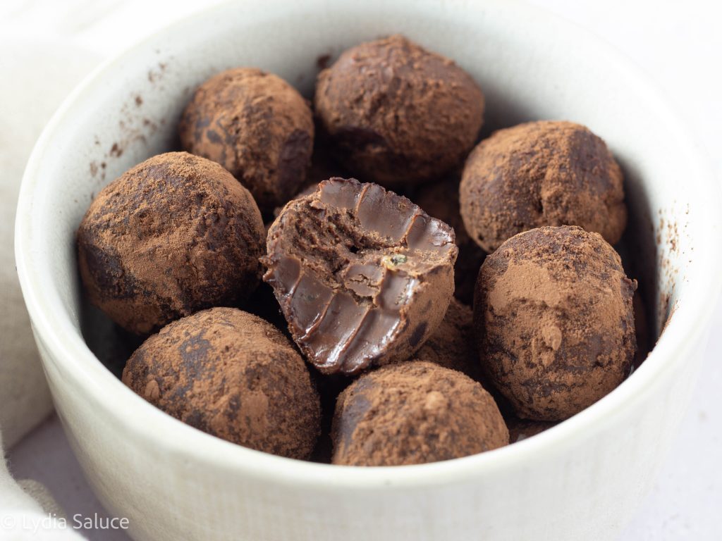 Truffes au chocolat et caramel salé