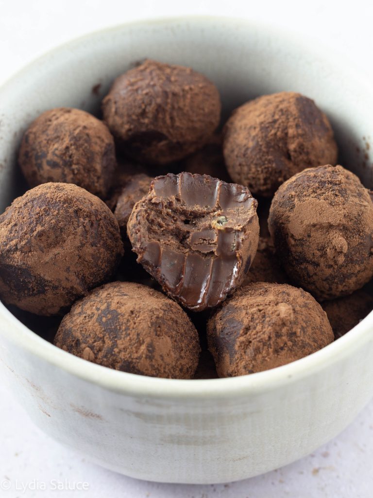 Truffes au chocolat et caramel salé