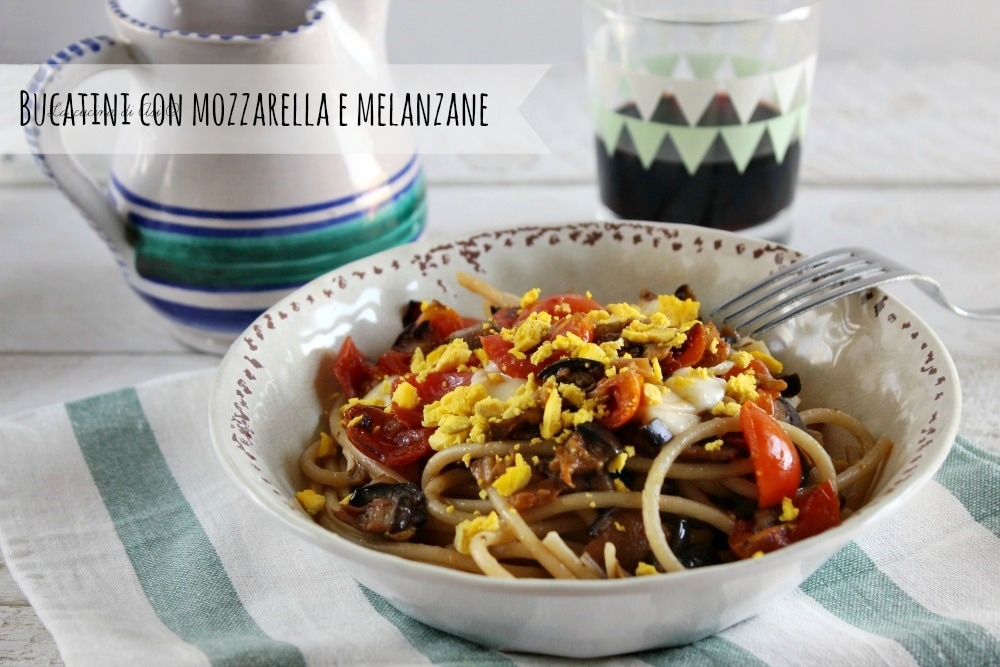 Bucatini avec aubergines et mozzarella