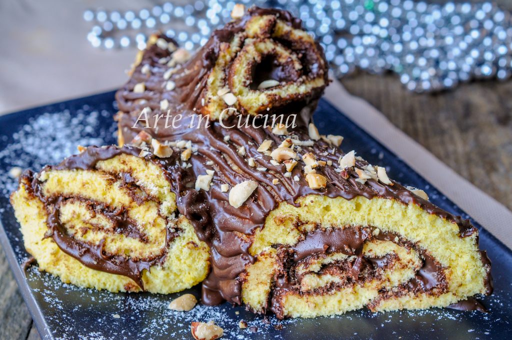 Bûche rapide Nutella et noisettes vickyart art en cuisine