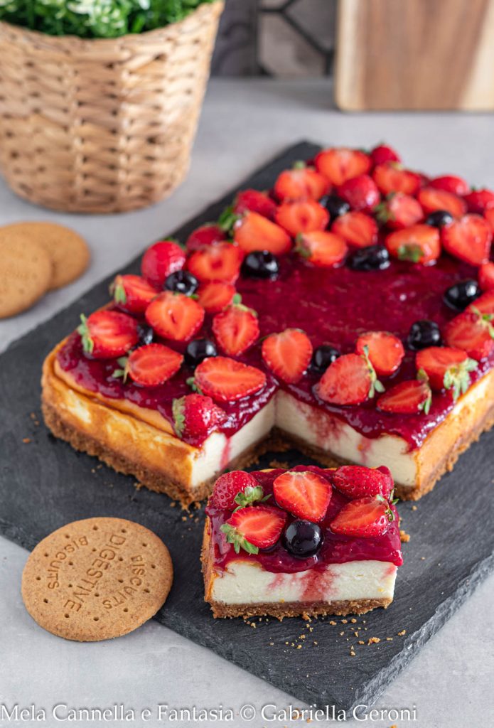 cheesecake fraises et griottes cuite