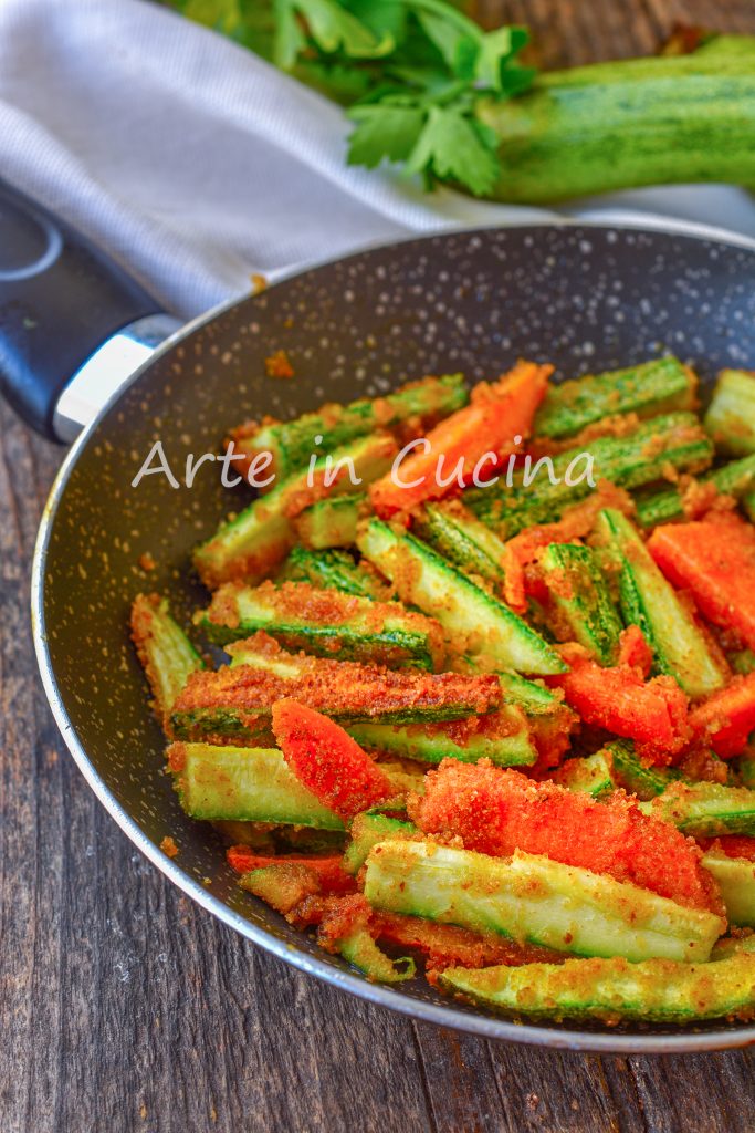 Courgettes et carottes sablées à la poêle