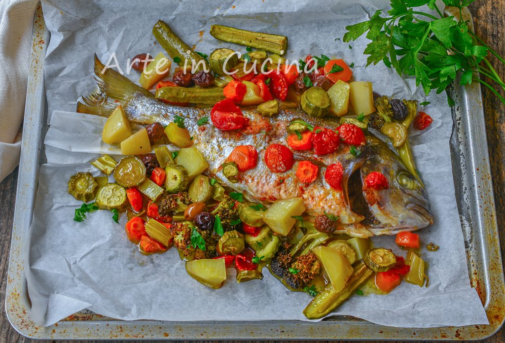 Dorade avec légumes au four