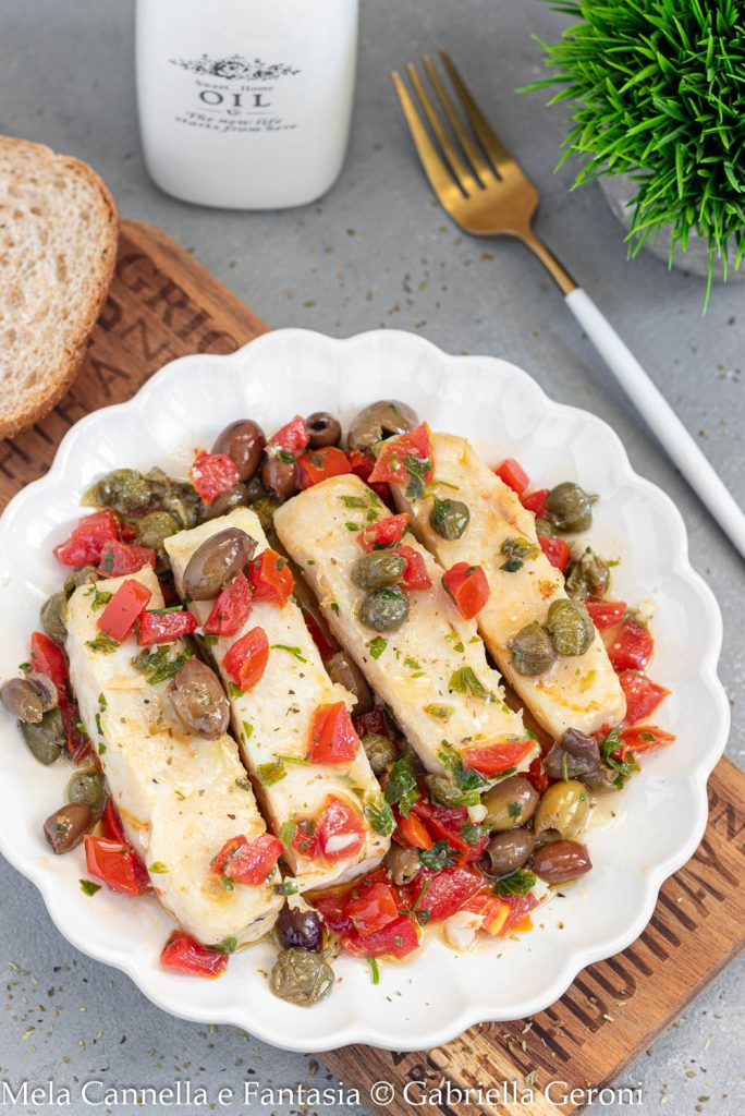 filets de cabillaud à la poêle avec câpres et olives taggiasche