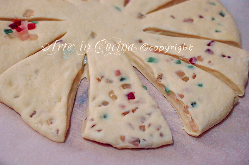 Photo étape par étape recette focaccia sucrée de la befana vickyart art en cuisine