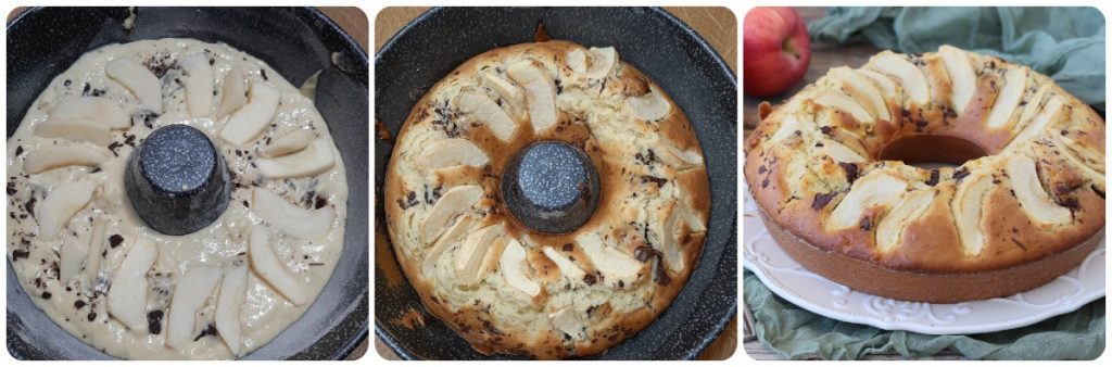 Couronne au lait avec pommes et chocolat