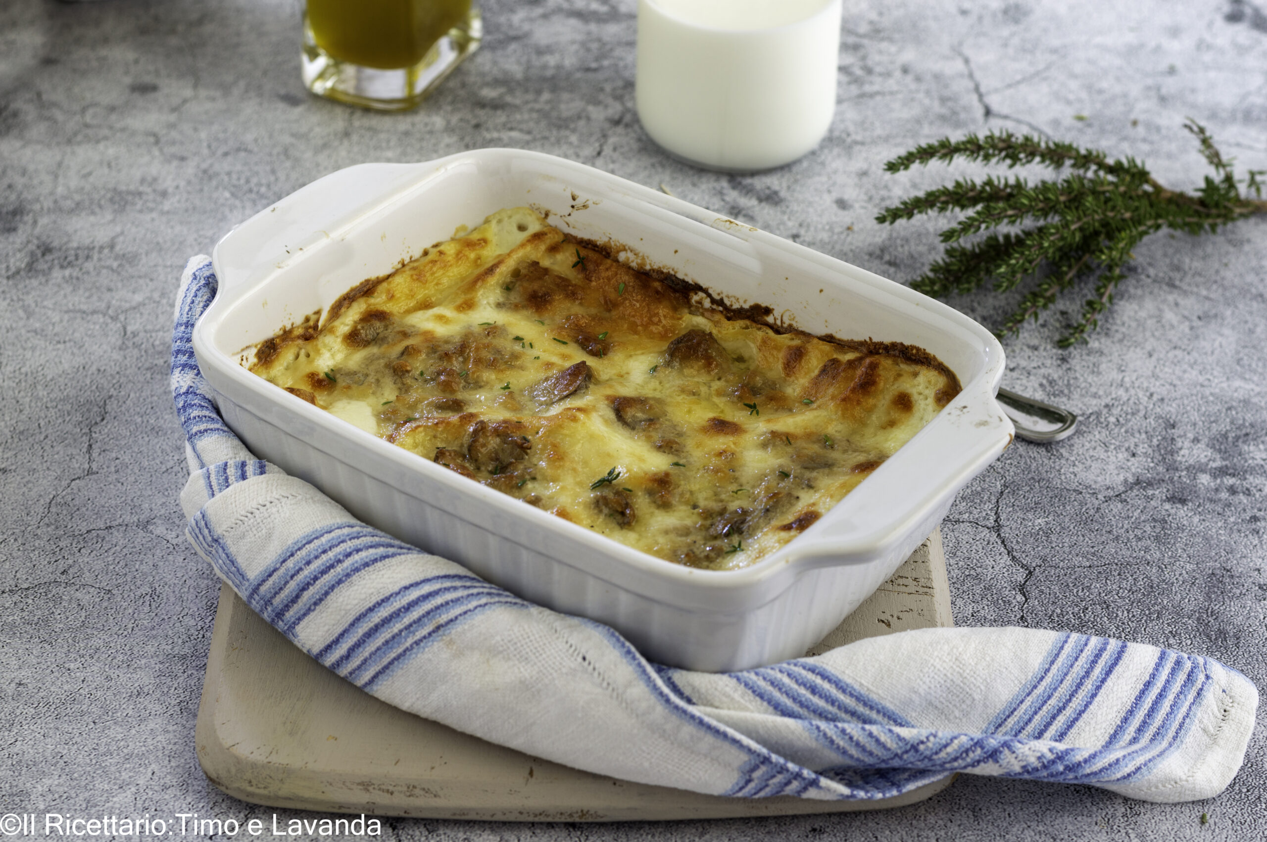 Lasagnes blanches aux champignons et saucisse
