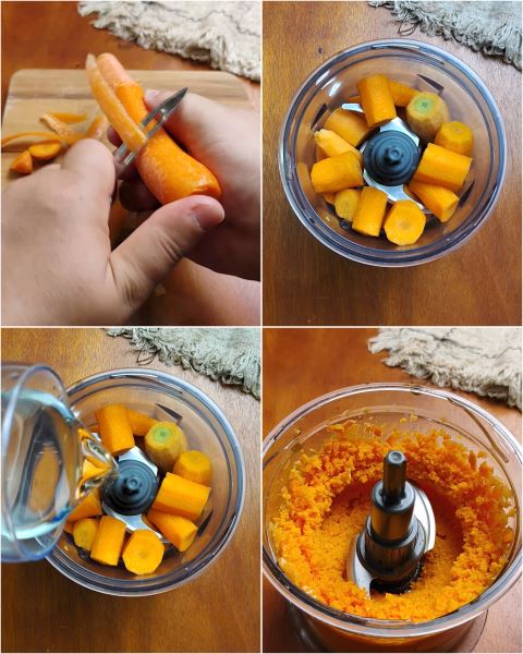 mixez les carottes nettoyées avec l'huile