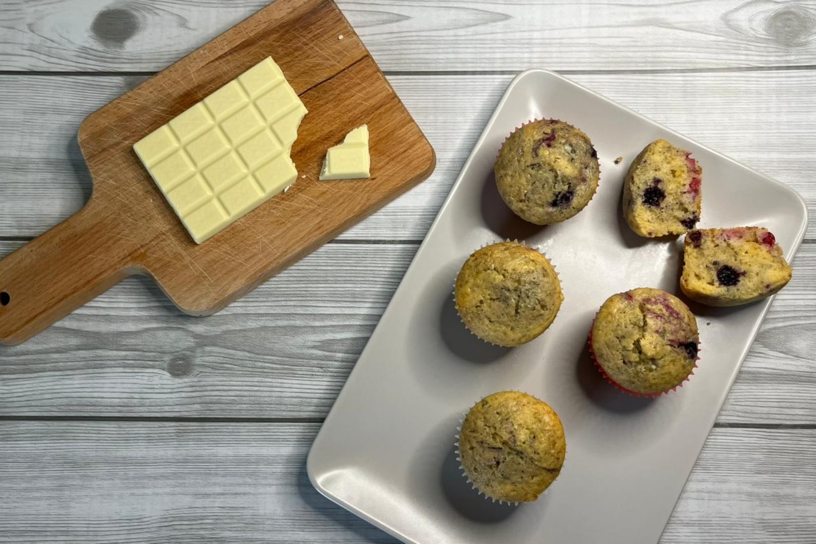 Muffins aux fruits rouges et chocolat blanc