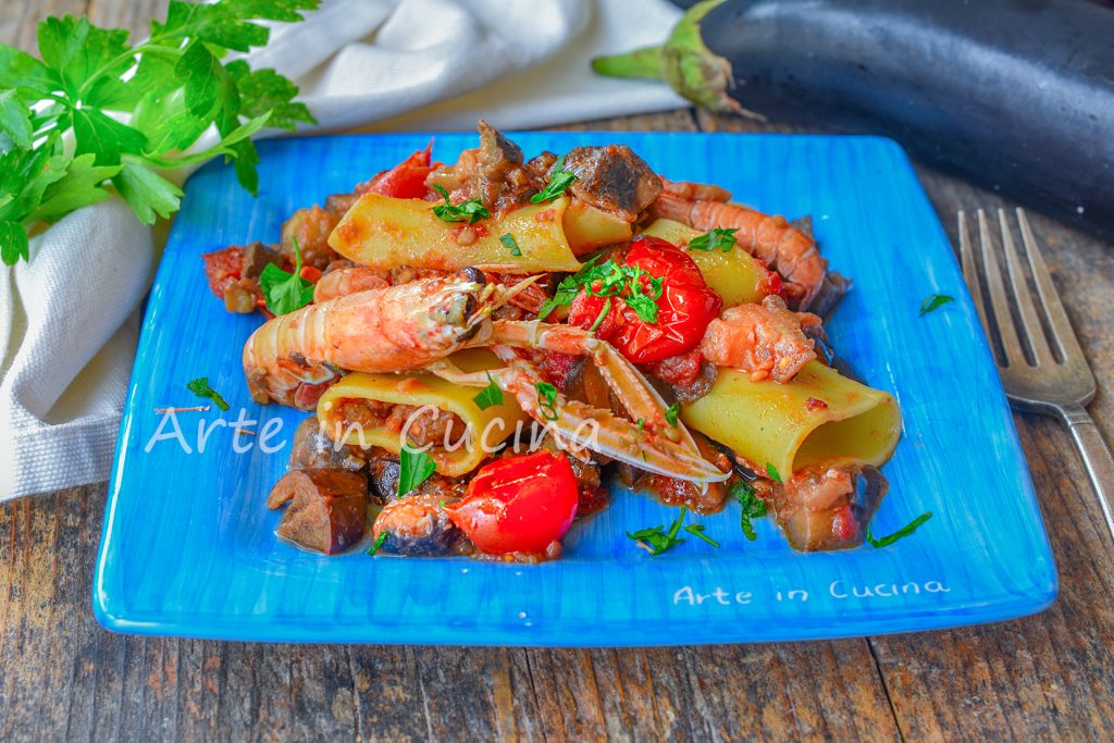 Paccheri aux langoustines et aubergines
