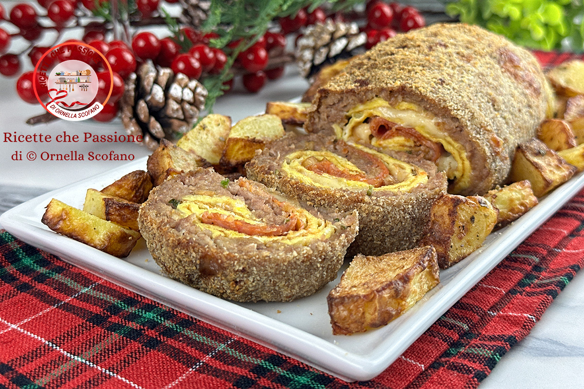 Pain de viande à la friteuse à air avec pommes de terre et farce riche pour Noël