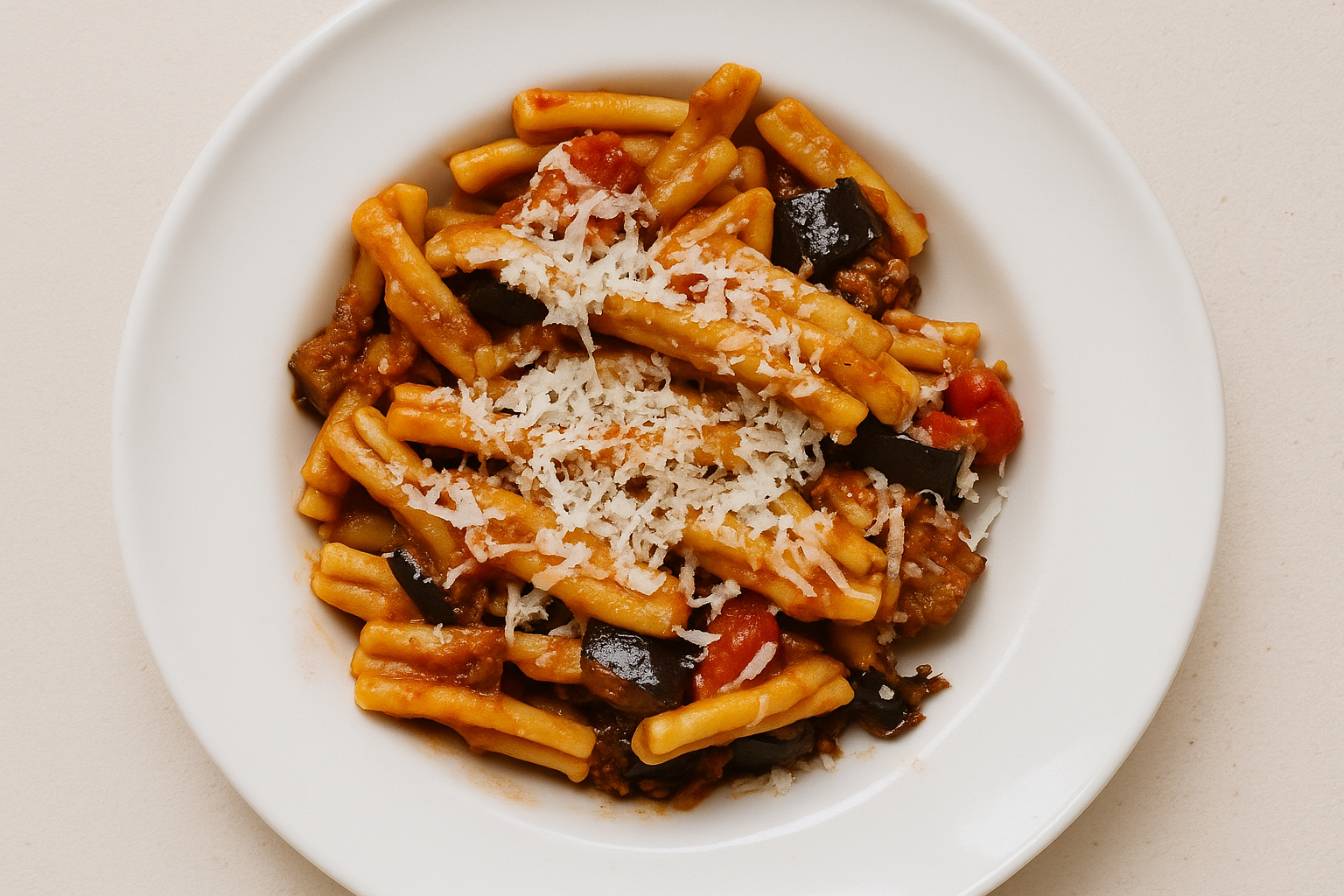 Pâtes à la norma légères avec aubergines en friteuse à air